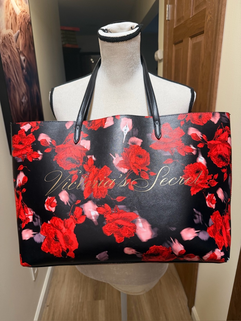 NEW! Victoria’s Secret Large Rose Floral Tote Bag